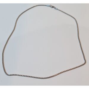 24” Silver Tone Chain Necklace Box Link Mens Womens Minimalist